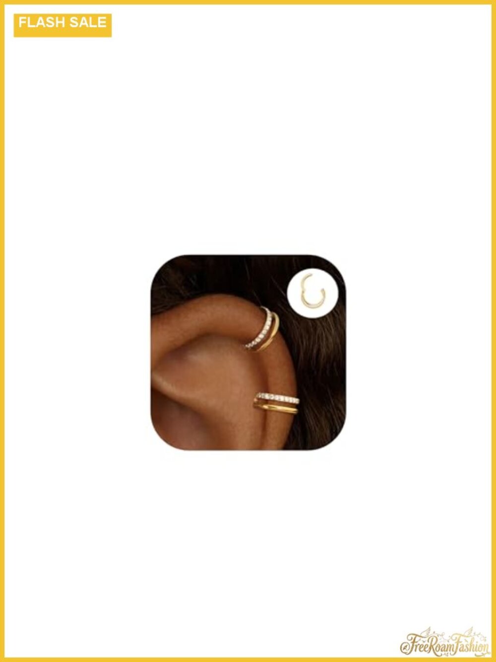 14K Gold Plated Silver Cartilage Double Hoop Earrings with Cubic Zirconia